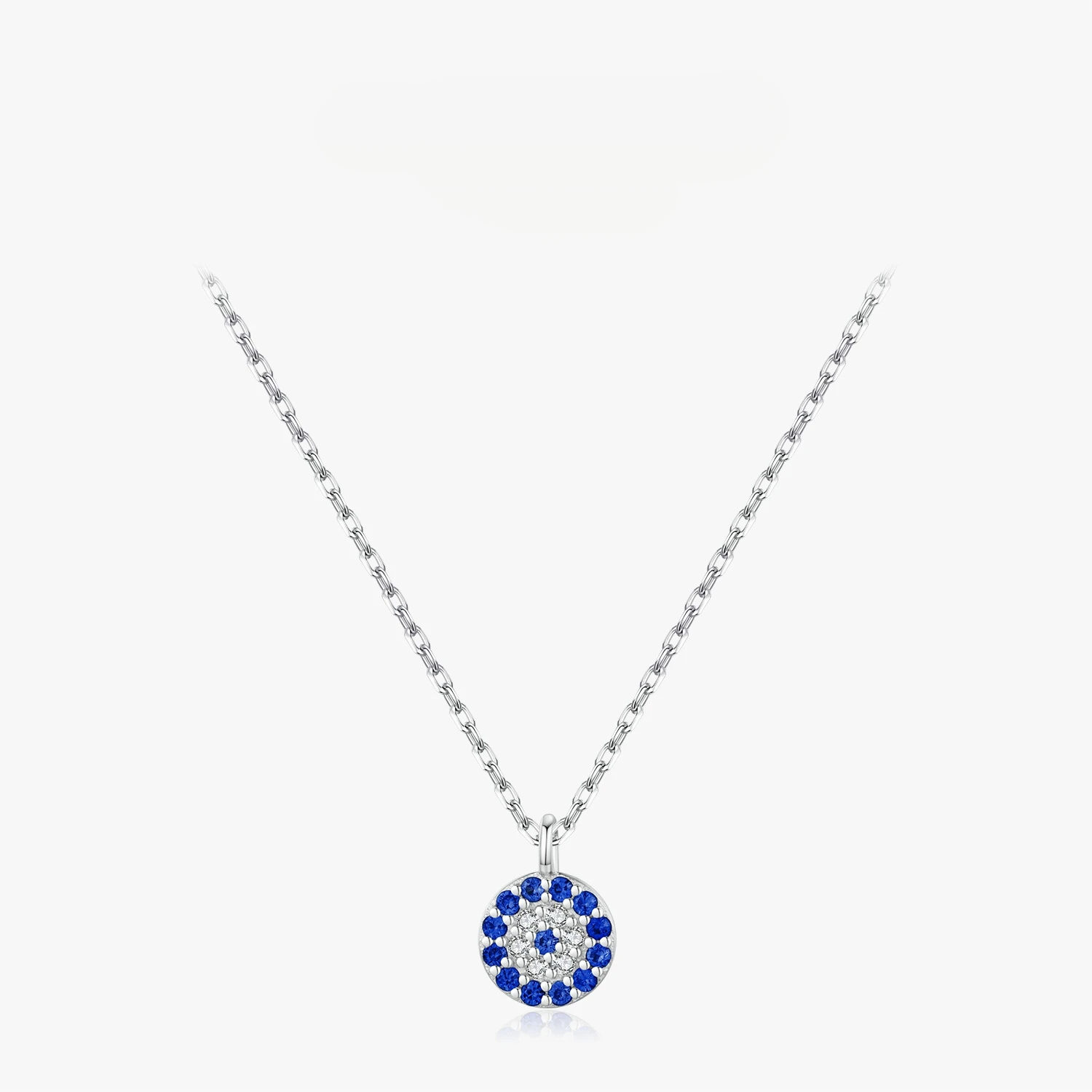 

Dawn's Jewel S925 Sterling Silver Round Blue Eye Zircon Necklace For Women, Light Luxury And Versatile Diamond Clavicle Chain
