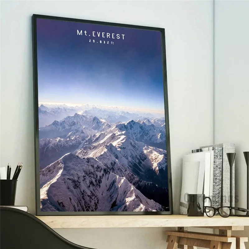 Póster del Monte Everest, arte de montaña más grande del mundo, impresión panorámica de paisaje, pintura en lienzo, sala de estar, decoración de