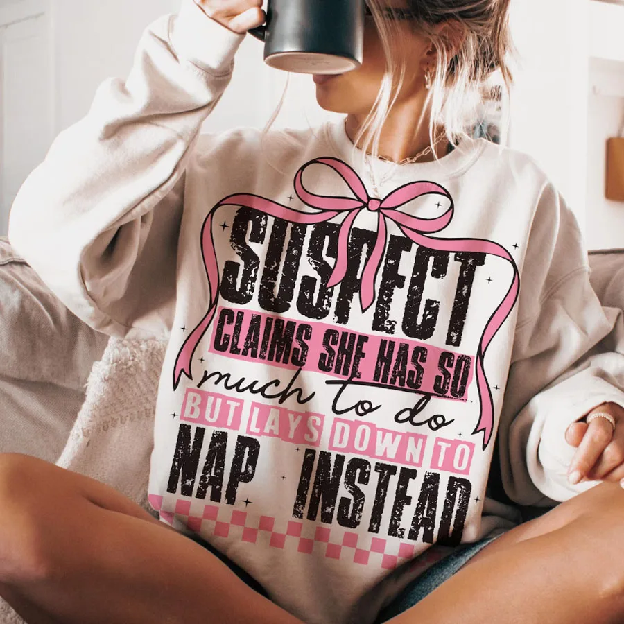 Suspect Claims She Put Her Crazy Away Iron-On Heat Transfer Sticker Decal T-shirts Sweatshirts Bag Clothing Fabric Decor