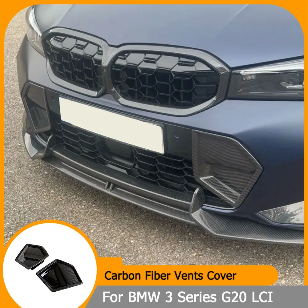 

Car Front Bumper Air Vents Cover Splitters for BMW 3 Series G20 LCI M Sport 2022 2023 Front Side Air Vents Spoiler Carbon Fiber