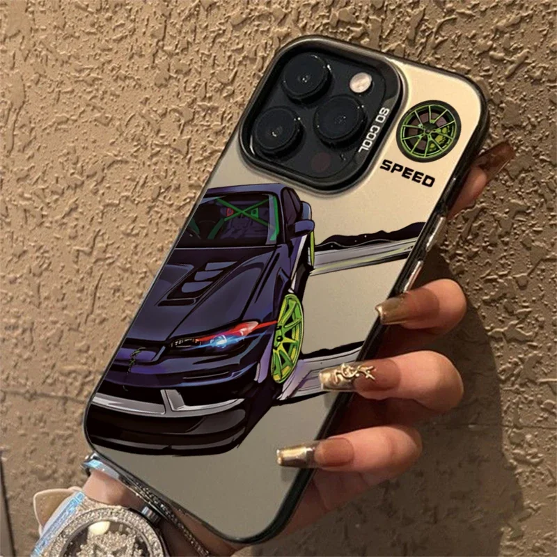 Fashionable Car Print Graphic Phone Case For iPhone 11 12 13 14 15 Pro Max XS X XR 7 8 Plus 15 14 Shockproof Matte Bumper Cover