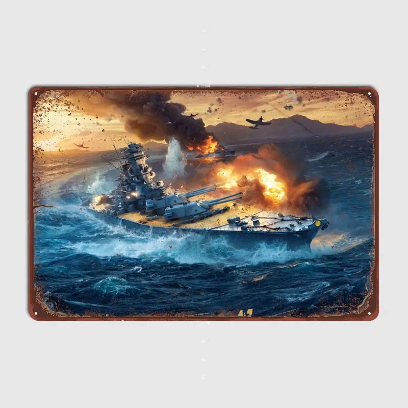 Yamato Battleship Wall Decoration Vintage Metal Signs for Pub Club Coffee Bar Wall Decoration Retro Tin Signs Customized Poster