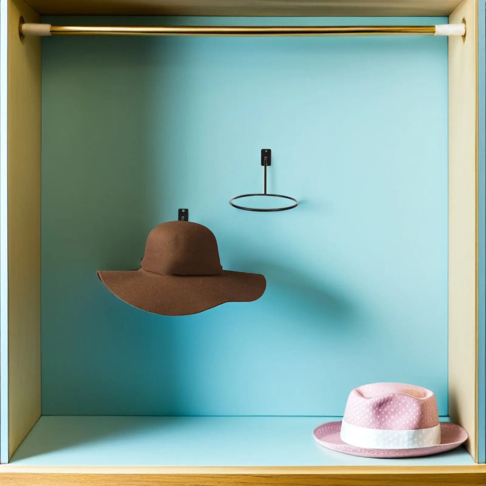 6Pcs Metal Hat Organizer Wall Mount Sleek Grid Wall Hat Holder Display Rack for Baseball Caps Helmets Scarves Coats Wigs 14Cm