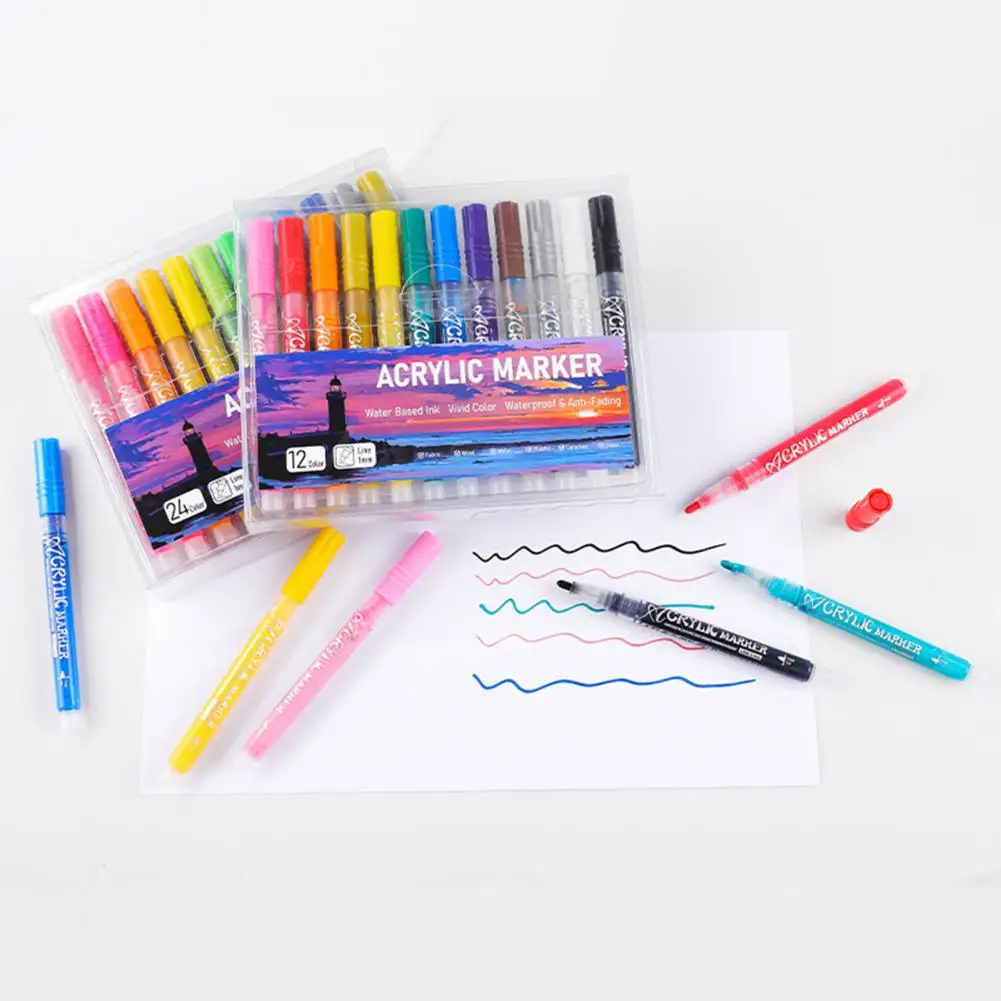 Spidol warna untuk anak-anak, spidol cat akrilik terang tahan air untuk anak-anak dan dewasa