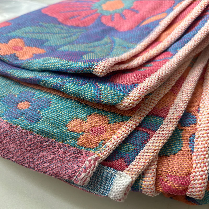 Purple flower towel cover Aviation Blanket Gift For Mother Soft Towel Blanket For Office Sofa Room