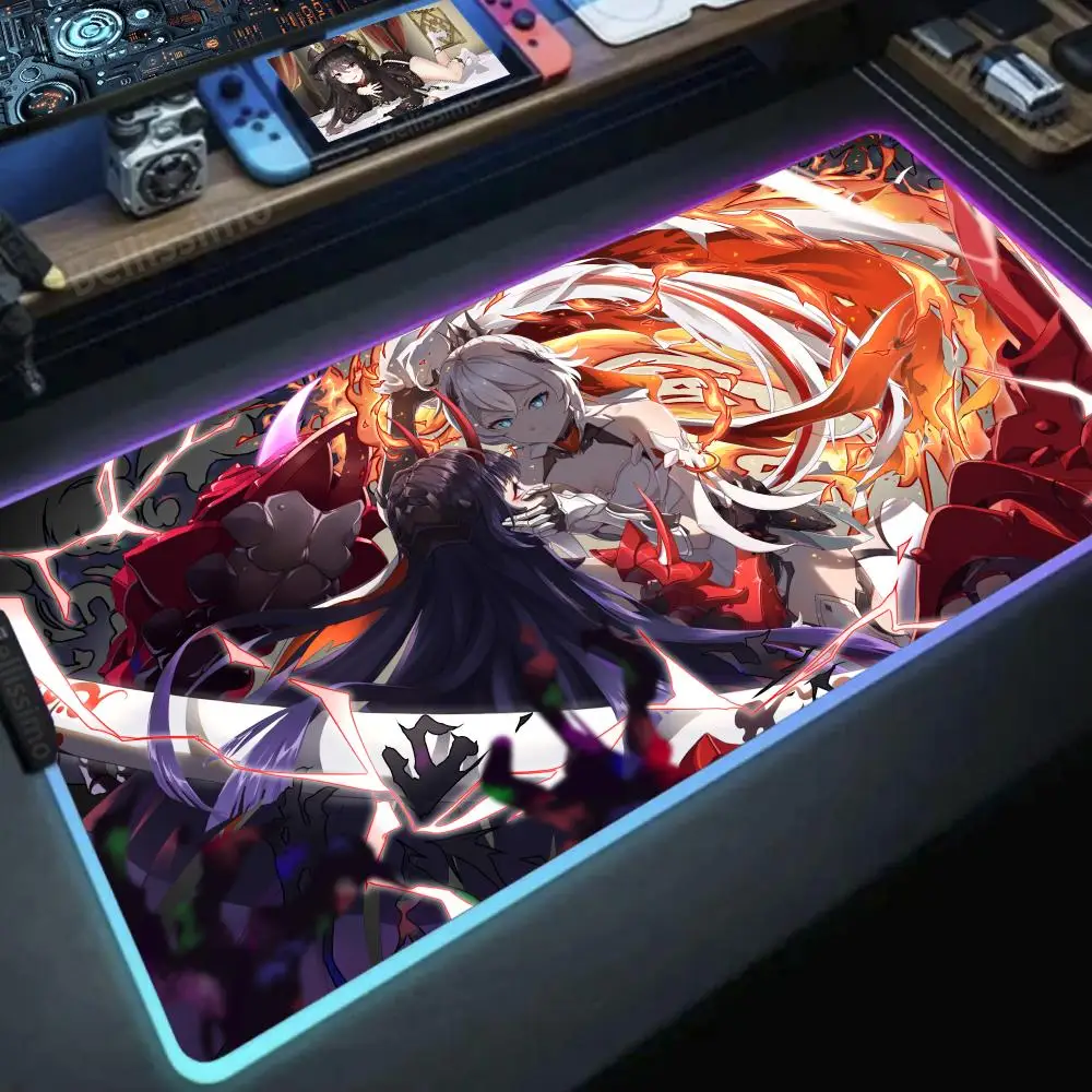 

Desk Mat PC Gamer XXL Mousepad LED Gaming Big Mouse Pad Large Honkai Impact 3 RGB Backlight Mouse Pad Luminous Cool Mouses Mice