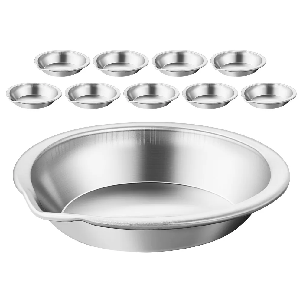 10Pcs Paint Palette Tray Set Mini Round Stainless Steel Pallets for Oil Painting Watercolors Craft Mixing Art Supplies