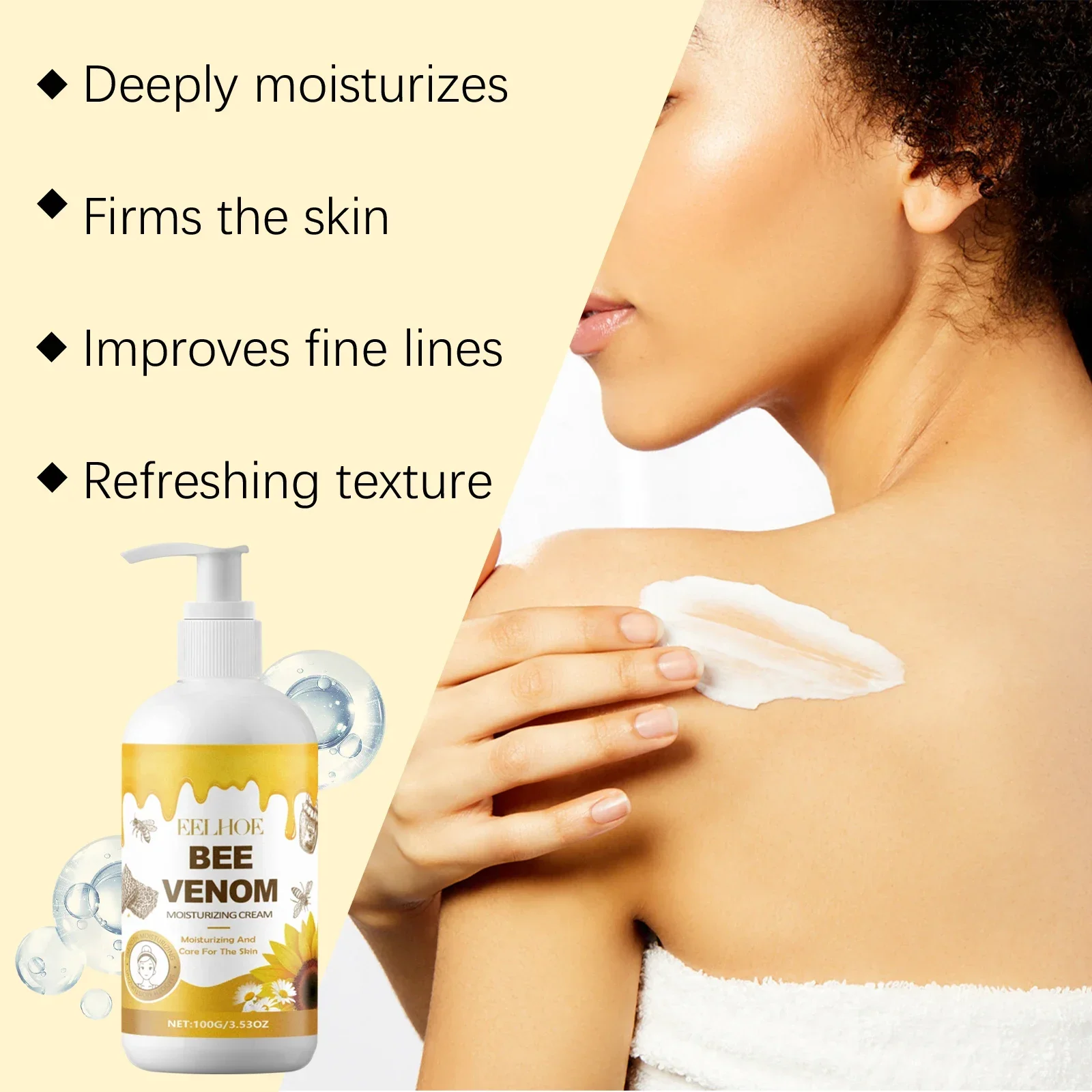 EELHOE Bee Venom Body Moisturizing Cream Gently Hydrating Smoothing Moisturizing Body Skin Relieve Discomfort Massage Care New