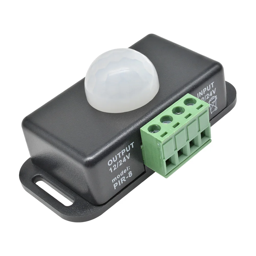 Sensor de movimiento infrarrojo PIR ajustable, cc 12V ~ 24V PIR, Detector de movimiento del cuerpo humano, interruptor para tiras LED, lámpara de iluminación