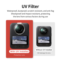 Mecoright Brand Is Suitable for Dji 360 Action Panoramic Camera Protective Lens, Dual-Lens Uv Filter, Waterproof, Dustproof, Scratch-Proof, Anti-Fog, Drop-Proof and Impact-Resistant, to Avoid Damage to the Lens during Use