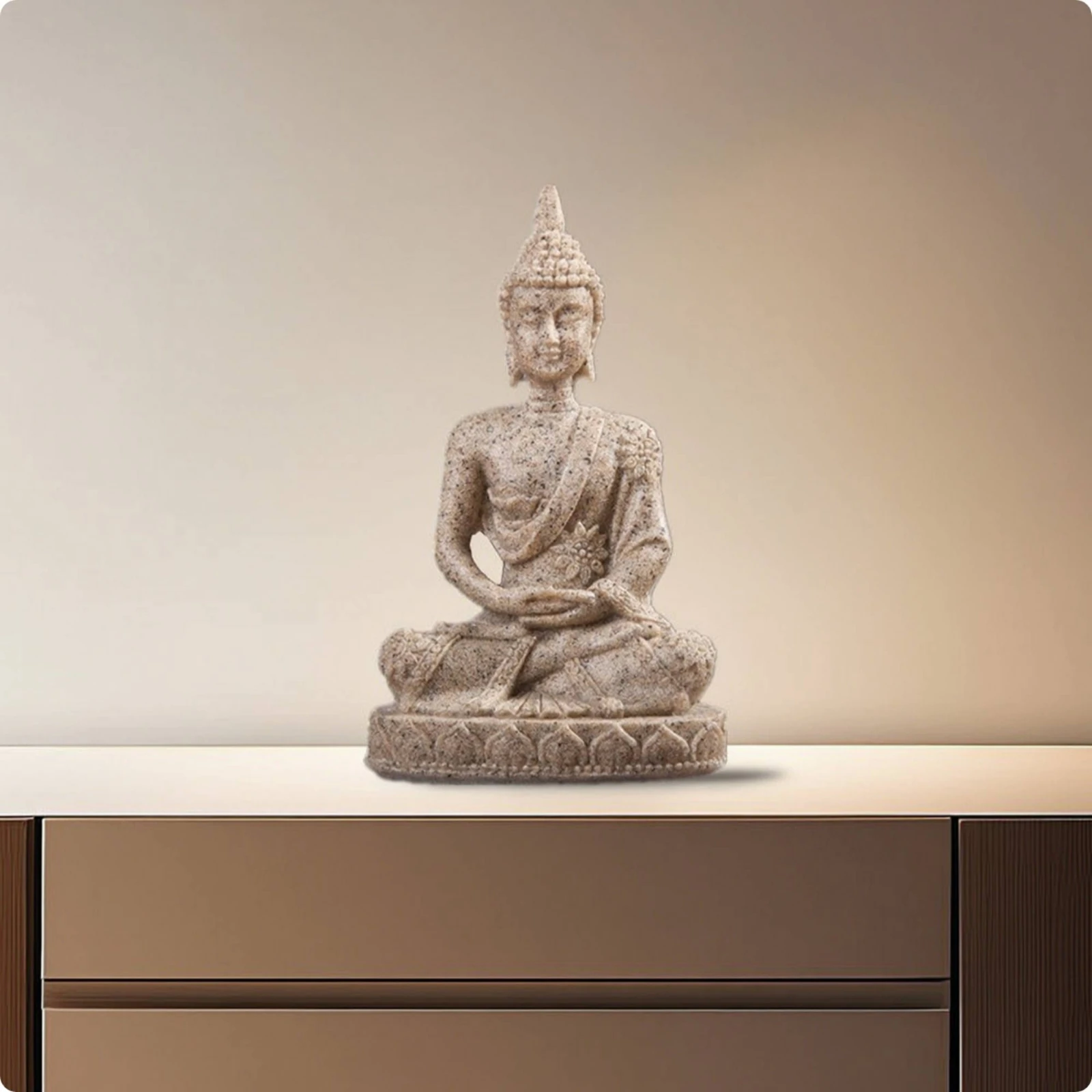 Buddha Statue with Lotus Base Tabletop Buddha Figurine Sculpture Meditative Decor Small for Altar, Entryway