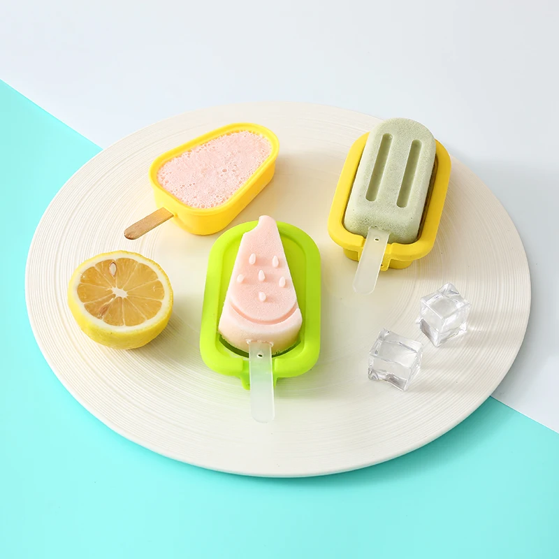 FAIS DU Stackable Popsicle Molds Reusable Silicone Ice Cream Mold DIY Dessert Ice Cream Mold with Stick Multicolour Silicone