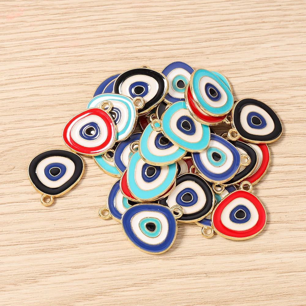 Tusember 20 Stück 15*19mm Niedliche Türkische Blaue Augen-Anhänger für Ohrhänger, Armbänder, Halsketten, Böser-Blick-Anhänger zur Schmuckherstellung – Detail 2