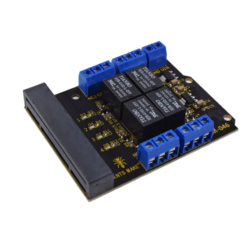 Placa de expansão de relé Microbit Relé de 4 vias 5V Gatilho de alto nível Micro: Expansão de bits