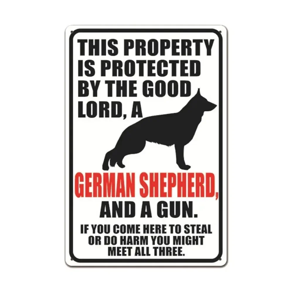 Warning Dog Metal Tin Signs Vintage Poster Beware of Dog Retro Tin Plates Wall Stickers for Garden Family House Door Decoration images - 6