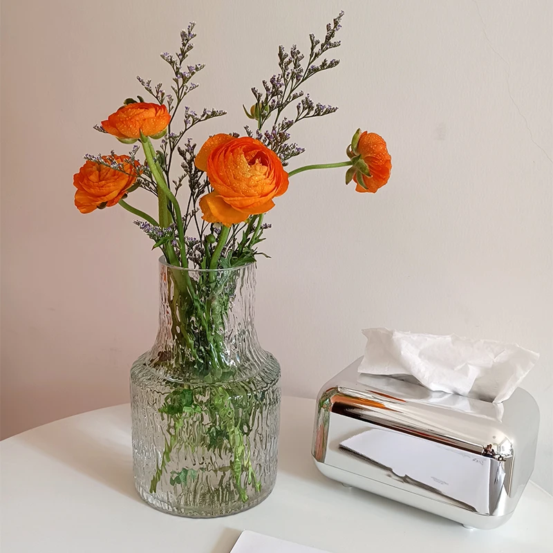 Modern Simple Glass Flower Vase TODAYART Volcanic Glacier Decorative Table Centerpiece for Living Room Bedroom Dining Table