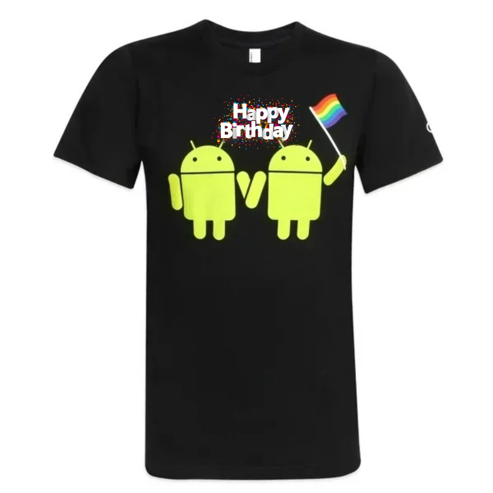 Funny Android Gay Pride Rainbow Flag T-Shirt 100% Cotton O-Neck Summer Short Sleeve Casual Mens T-shirt Size S-3XL