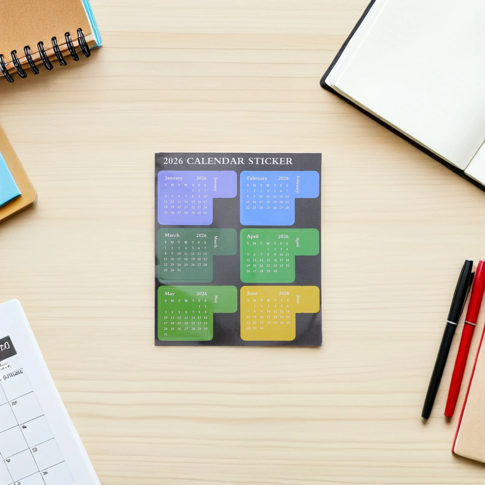 1 Set 2026 Colorful Monthly Index Adhesive Stickers Sticky Page Markers Notebooks Journals Office Calendar Divider Student Self