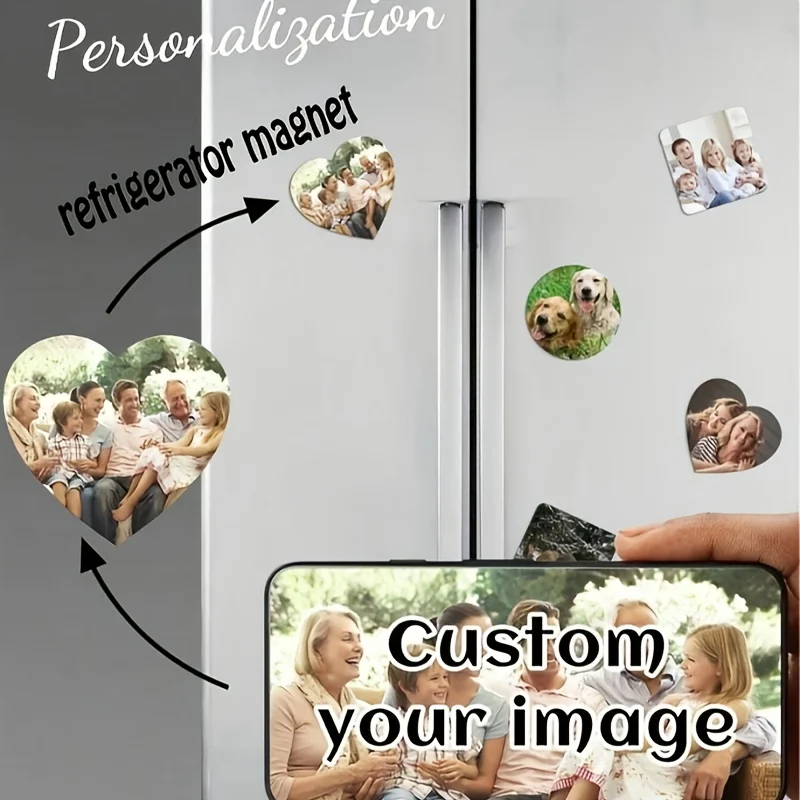 Custom Photo Refrigerator Magnet Personalized Photo Display, Handcrafted Flexible Wall-Mountable Family & Couples Fridge Magnets