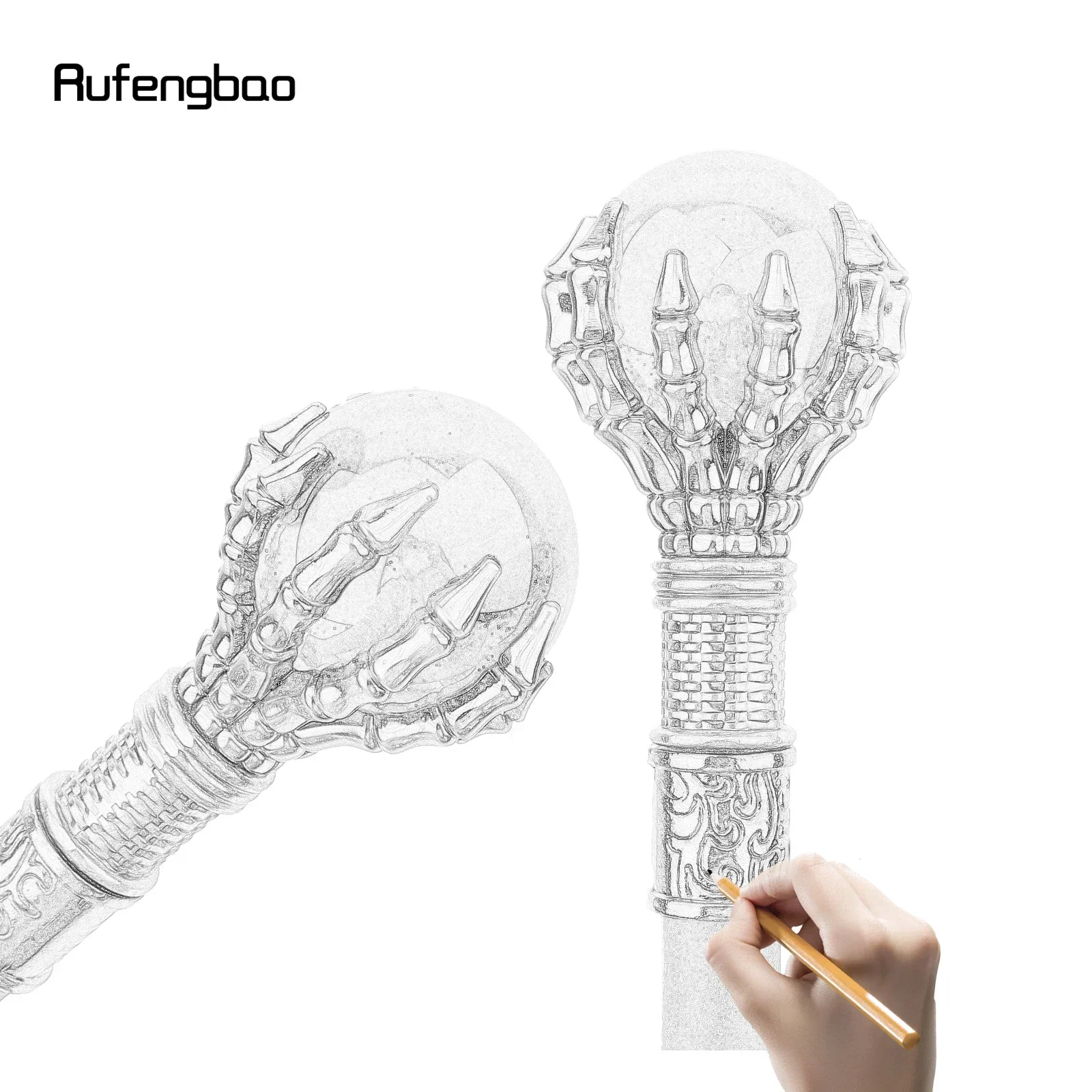 الكرة الزجاجية الحمراء واحدة مشتركة موضة عصا للمشي ديكور مصاص دماء تأثيري حفلة عصا للمشي هالوين Crosier 93 سنتيمتر