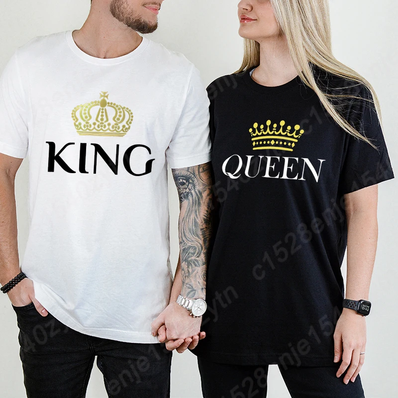 Matching T-shirts For Couple King And Queen T-Shirt For Girlfriend Boyfriend Husband Wife His Hers Valentine Outfits