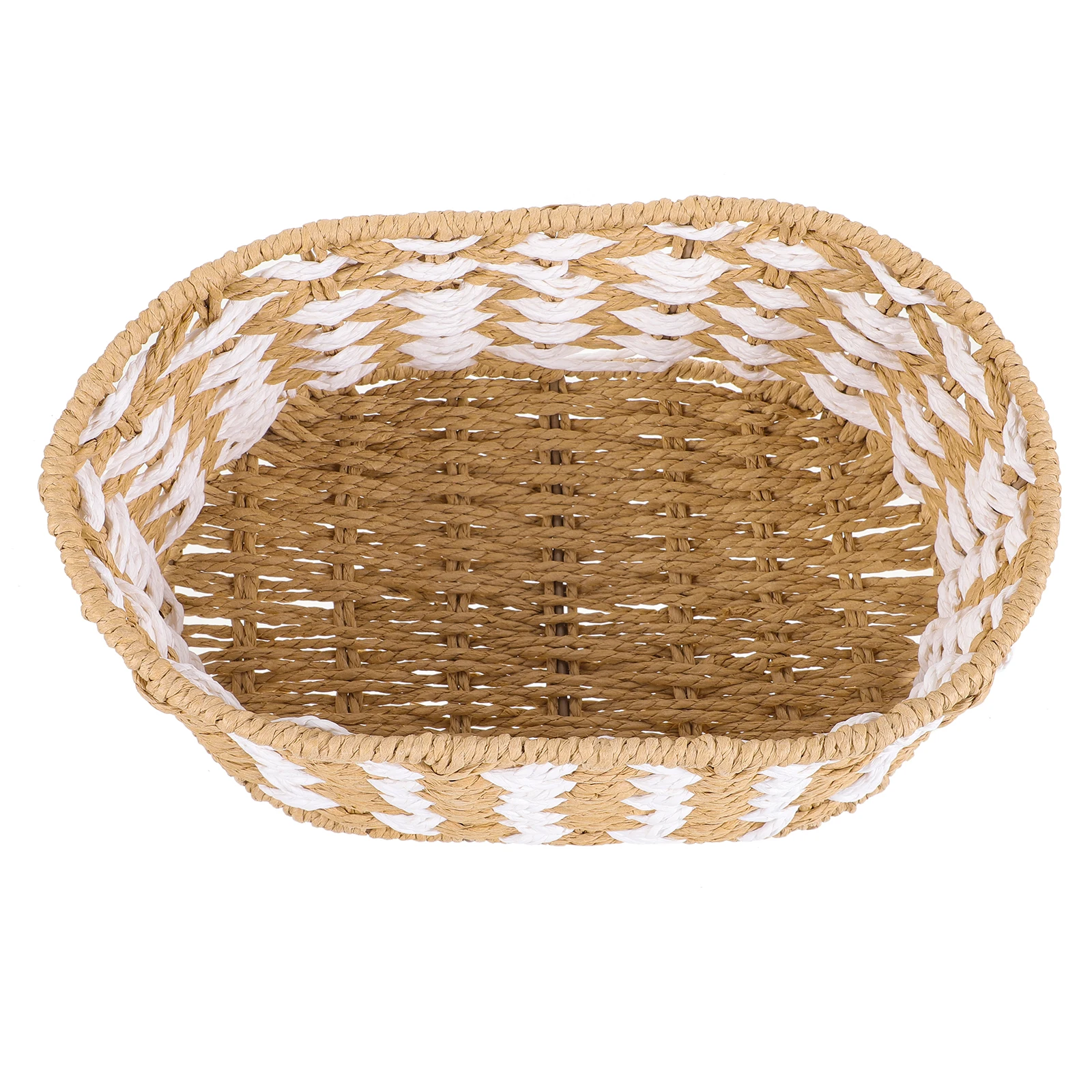 

Woven Storage Basket Large Paper Rope Craft Snack Baskets L519022 Beige Elliptical Home Storage Desk ganizer