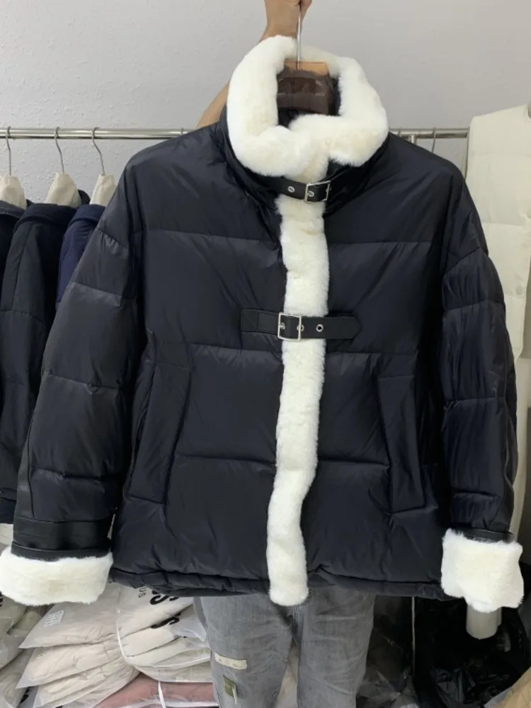 TXii Luxury Women Duck Down Coat For Winter 2023 Stand Collar Puffer Jacket Thick Warm Female Feather Parkas Snow Outwear