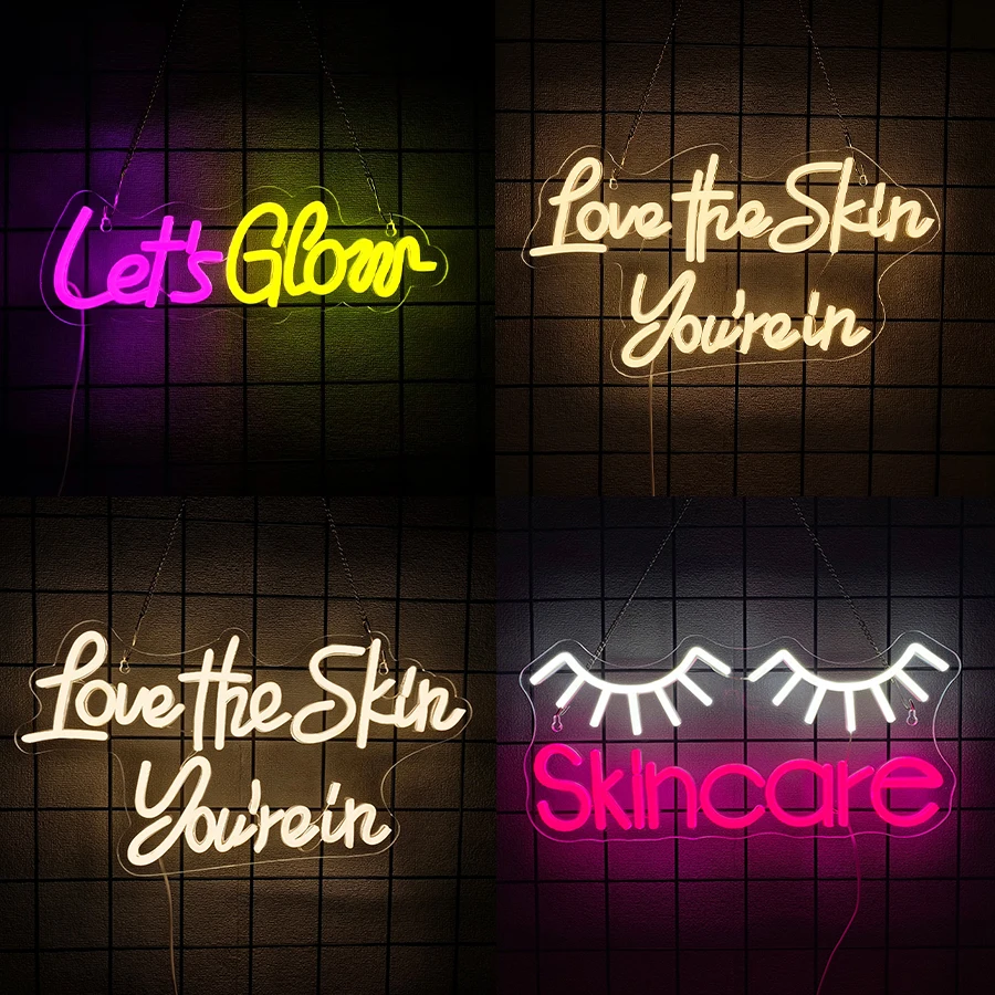 Let‘S Glow Neon Sign For Wall Decor,Led Neon Light For Bedroom,Business,Skin Care Salon,Beauty Shop Decorations,Eyelash Room