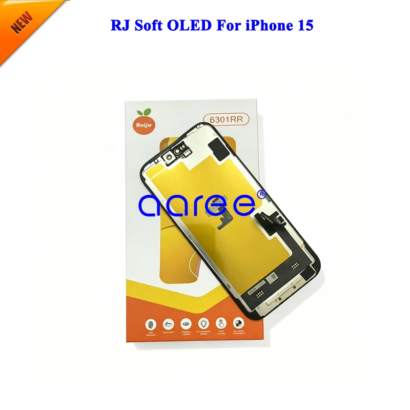 RJ Brand 120Hz Soft OLED Display For iPhone 15 OLED Display LCD Screen Touch Digitizer Assembly