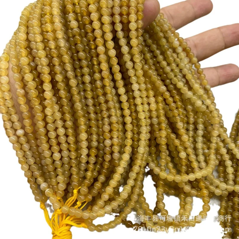 

Hetian Brown Jade Bee Water Buddha Small Rice-Shaped 4mm Long Chain M Beads