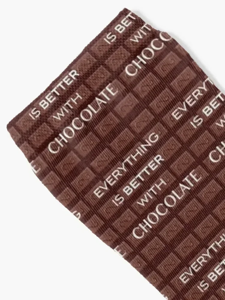 Everything Is Better With Chocolate on Chocolate Bar - Chocolate Lover Socks cute Running anti-slip Designer Man Socks Women's