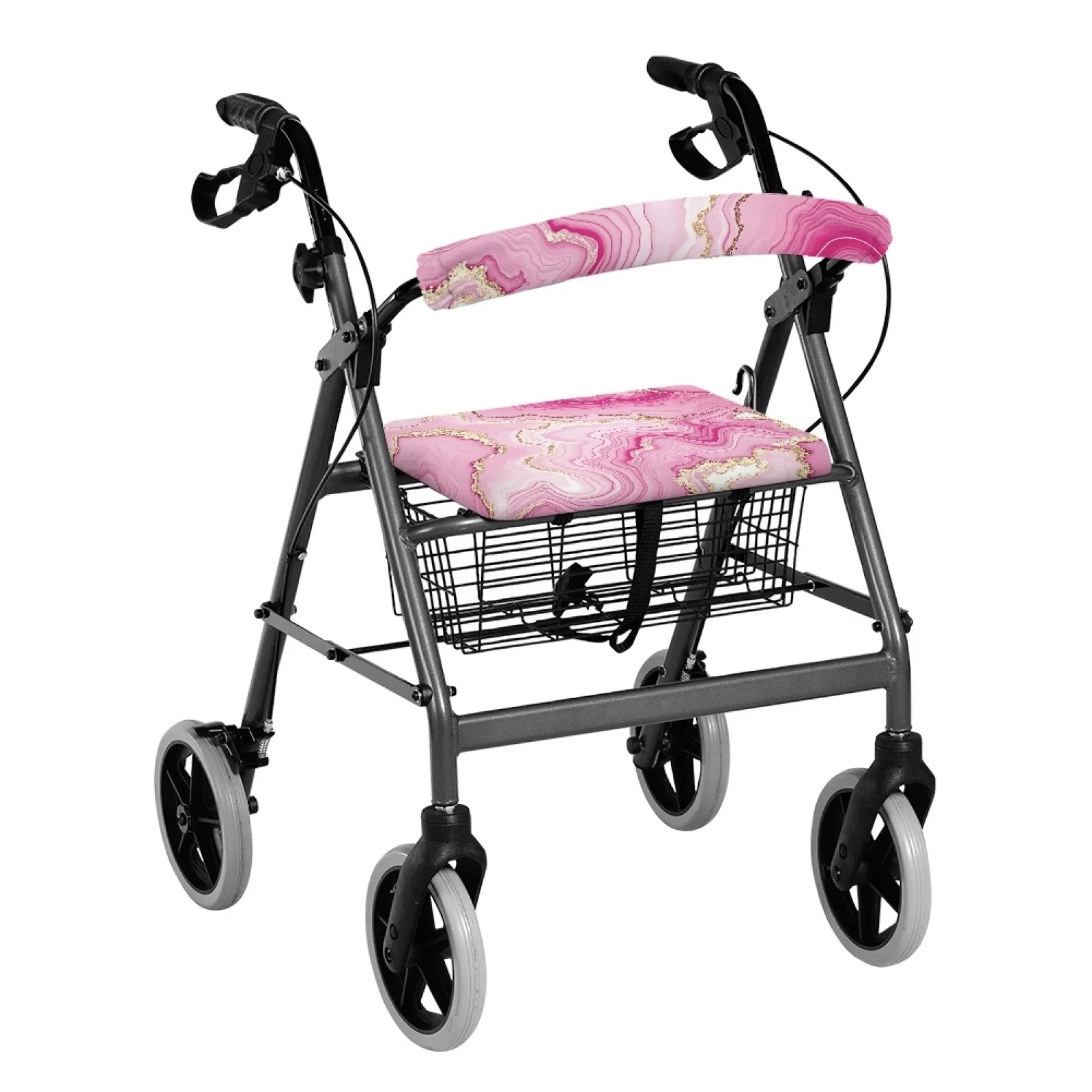 Coloranimal Adjustable Buckle Removable 2PCS Walker Protection Decor Covers for The Elderly for Neighborhoods Pink Agate Gold