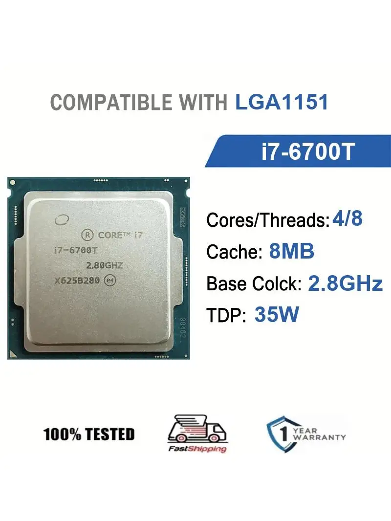 Intel Core i7-6700T 4 Kerne 8 Threads 2,8 GHz 35 W 8 MB Cache 14 nm LGA1151 SR2BU / SR2L3 DDR4 2133 MHz Skylake HD Graphics 530