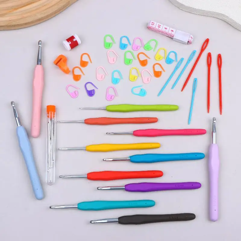 Tragbares Häkelnadel-Set, mehrfarbige Stricknadeln mit Aufbewahrungstasche, Werkzeugset zum Weben für DIY-Strick-, Näh- und Bastelprojekte. – Detail 5