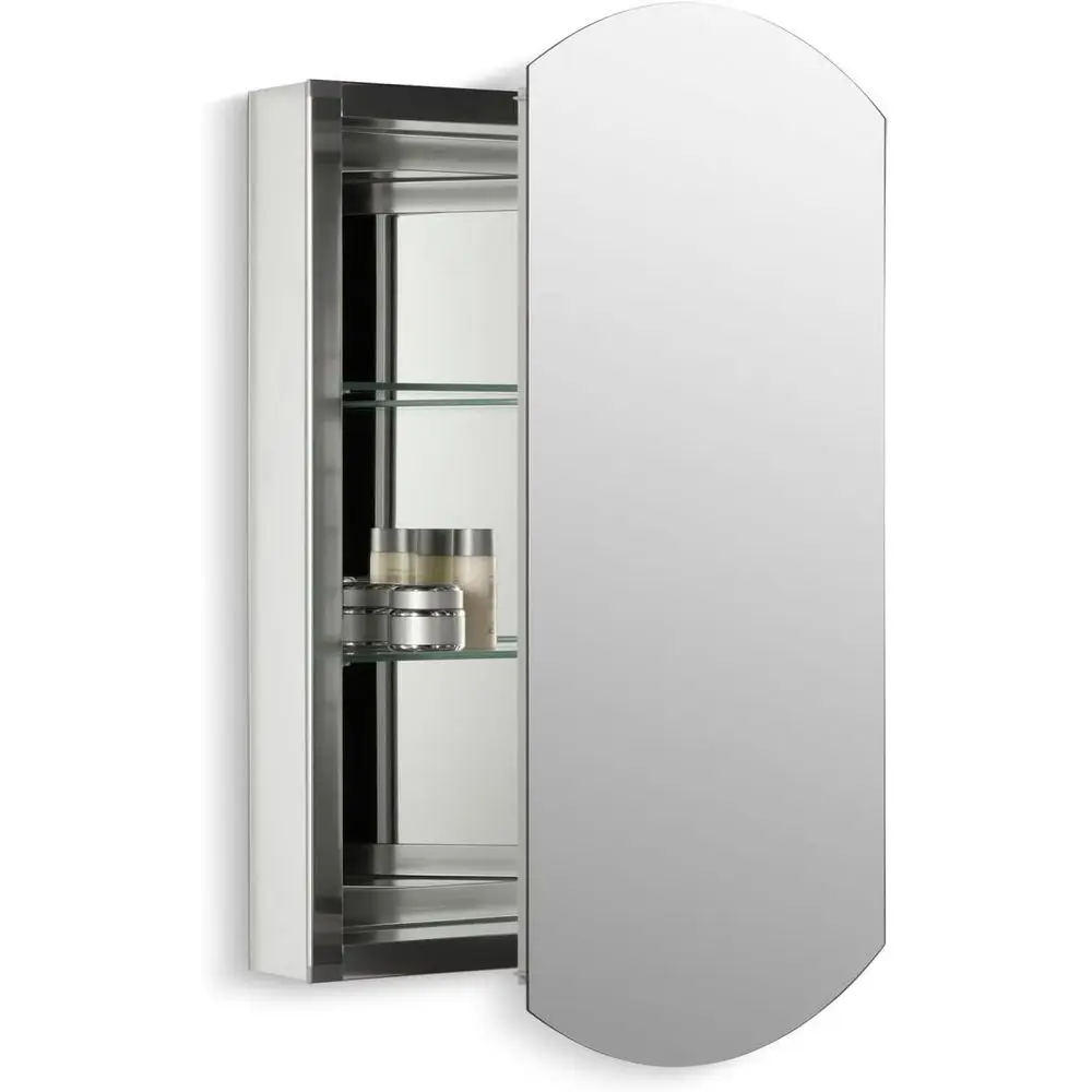 

3073-NA Archer 20" W x 31" H Single-Door Bathroom Medicine Cabinet with Mirror, Reced or Surace Mount Bathroom Wall Cabinet, Bev
