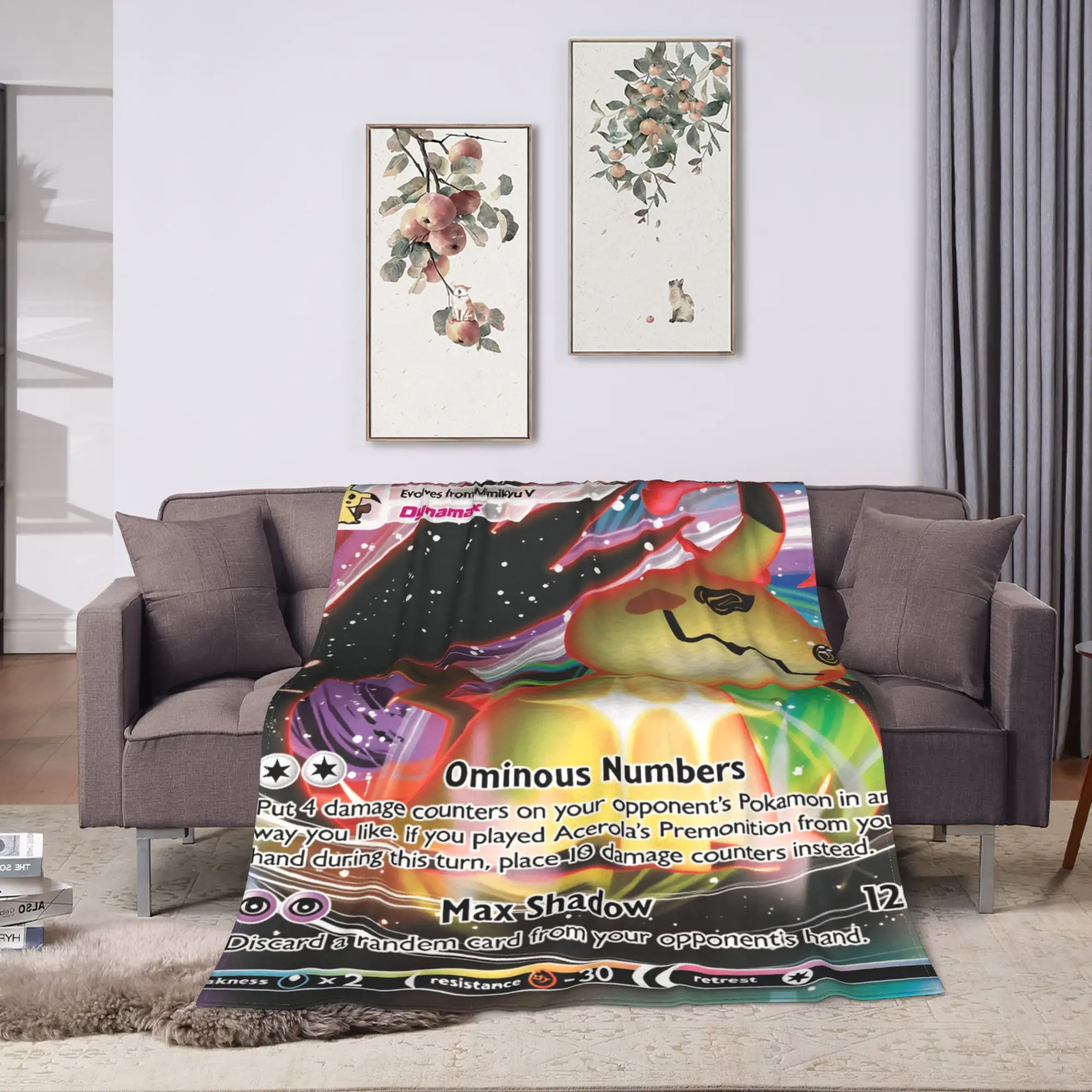 Pokemones Anime Card Mimikyu Blanket Quality Warm Soft  Throw Blanket Winter Boy Girl Outdoor Print Bedspread