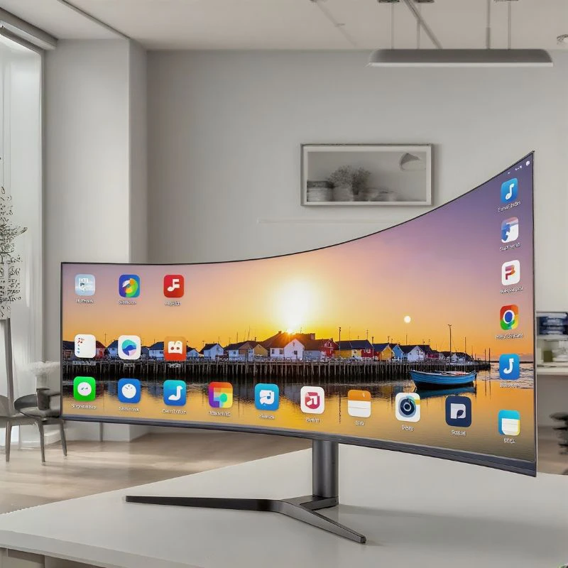 49 Inch Curved Ultrawide Monitor Large Widescreen Display Height Adjustable Stand For Gaming Office Multi‑task Work