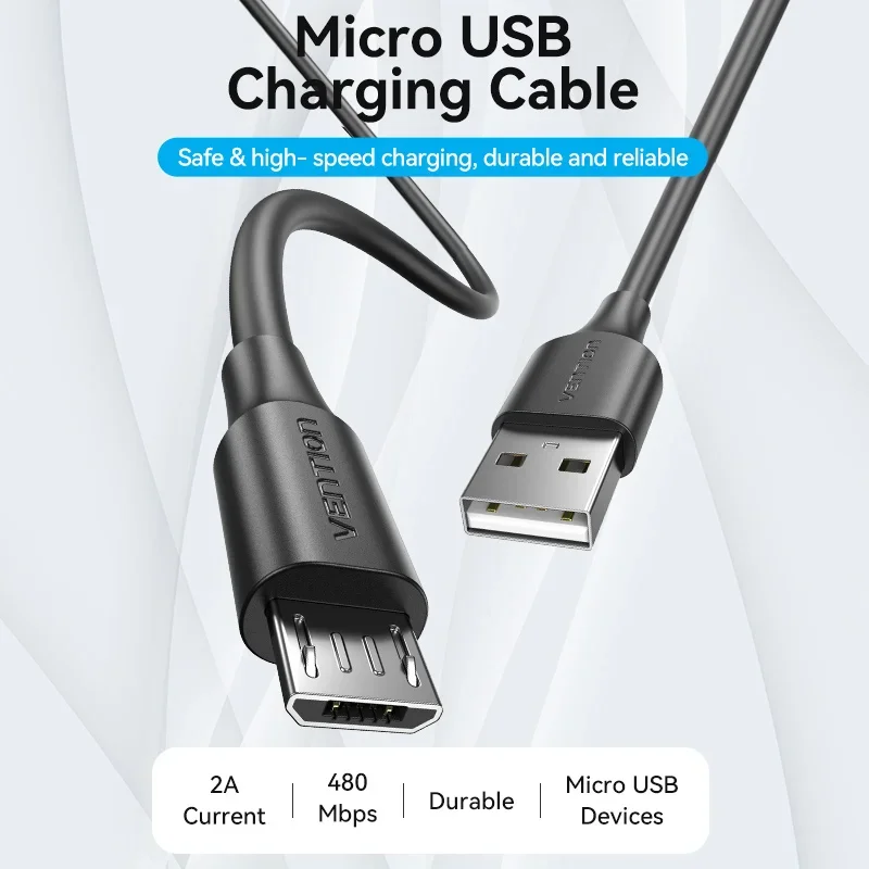 Vention USB 2.0 male to Micro-B male 2A Fast Charging Data Cable for Huawei Samsung Xiaomi Redmi 2A Fast Charger USB Data Cable