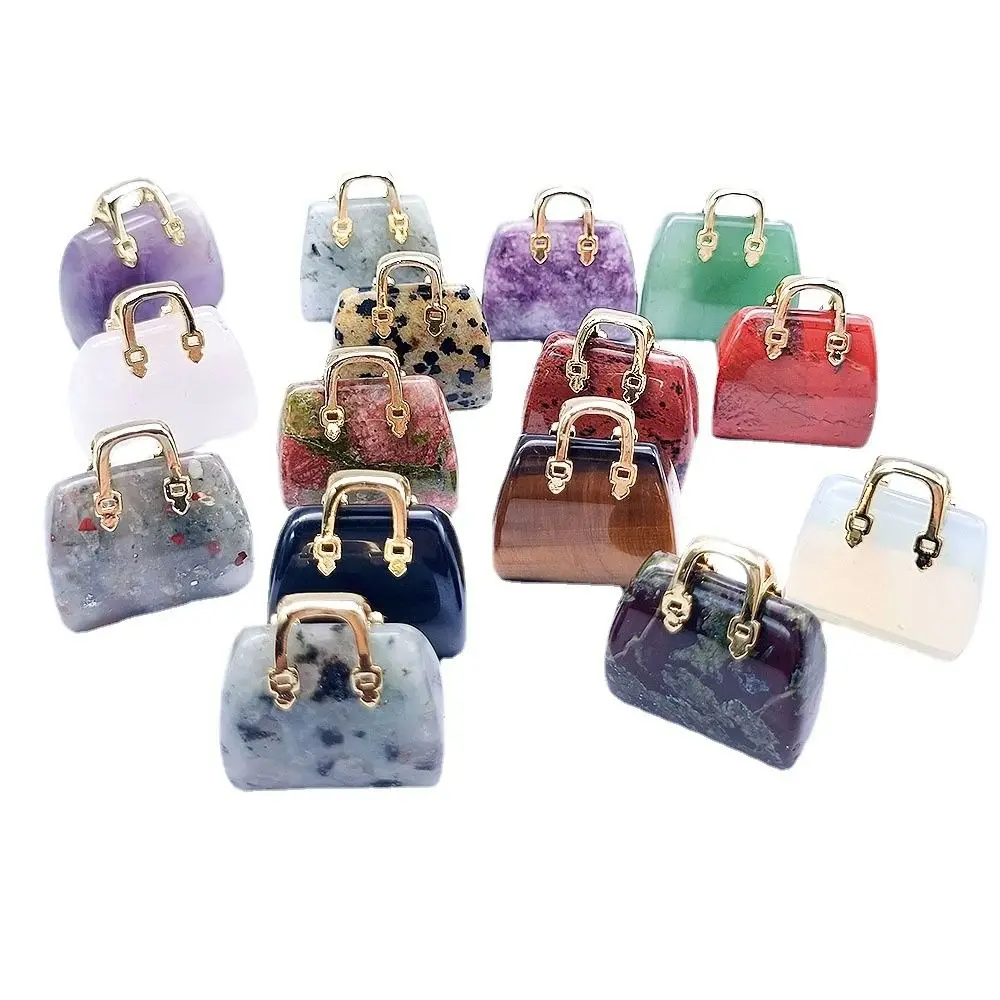 Natural Cute Home Decoration Room Quartz Crystal Reiki Energy Healing Crystal Stone Bag Crystal Bag Handbag Pendant