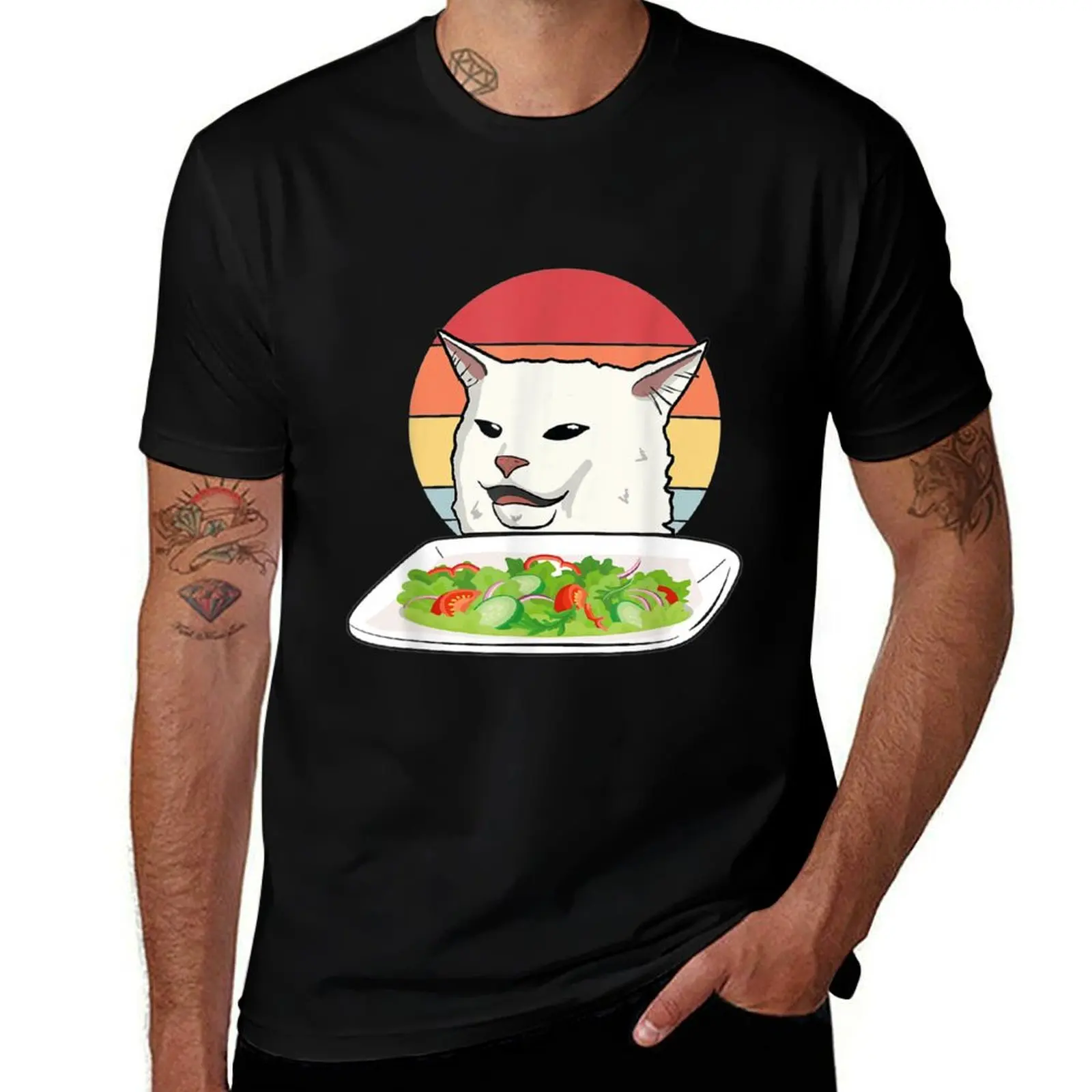 

table man meme women T-Shirt plain T-Shirt white confused Angry pack for shirts t man at shirt t dinner cat at yelling