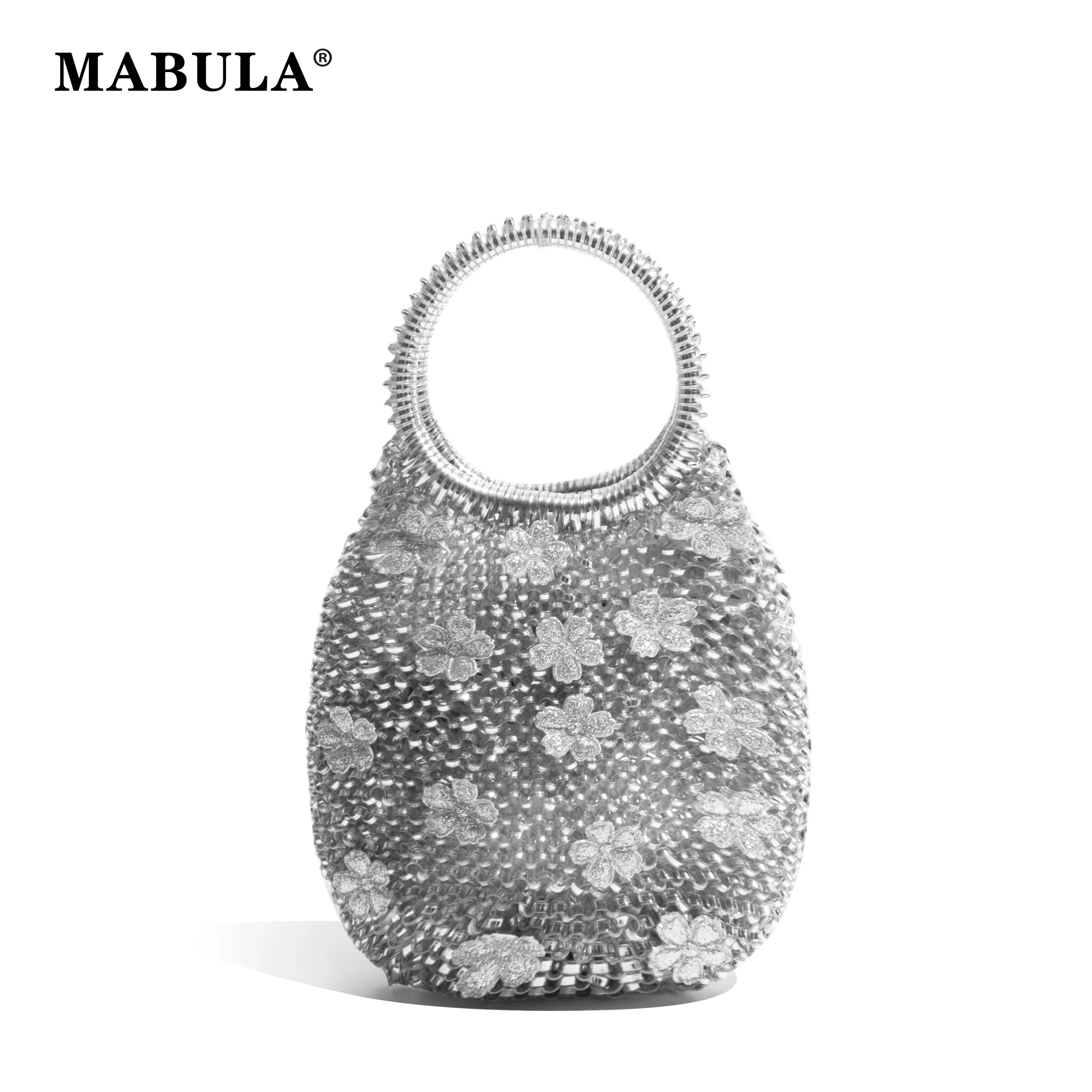 

MABULA Women PVC Flower Chain Handbag Handmade Woven Delicate Shoulder Purse Fashion Luxury Crossbody Bag Ladies Party Satchel