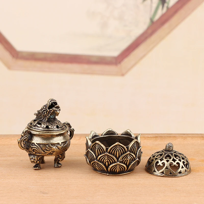 1pc Buddhist Utensils Incense Burner Lotus Incense Censer Archaic Sandalwood House Furnishings Home Office Decoration