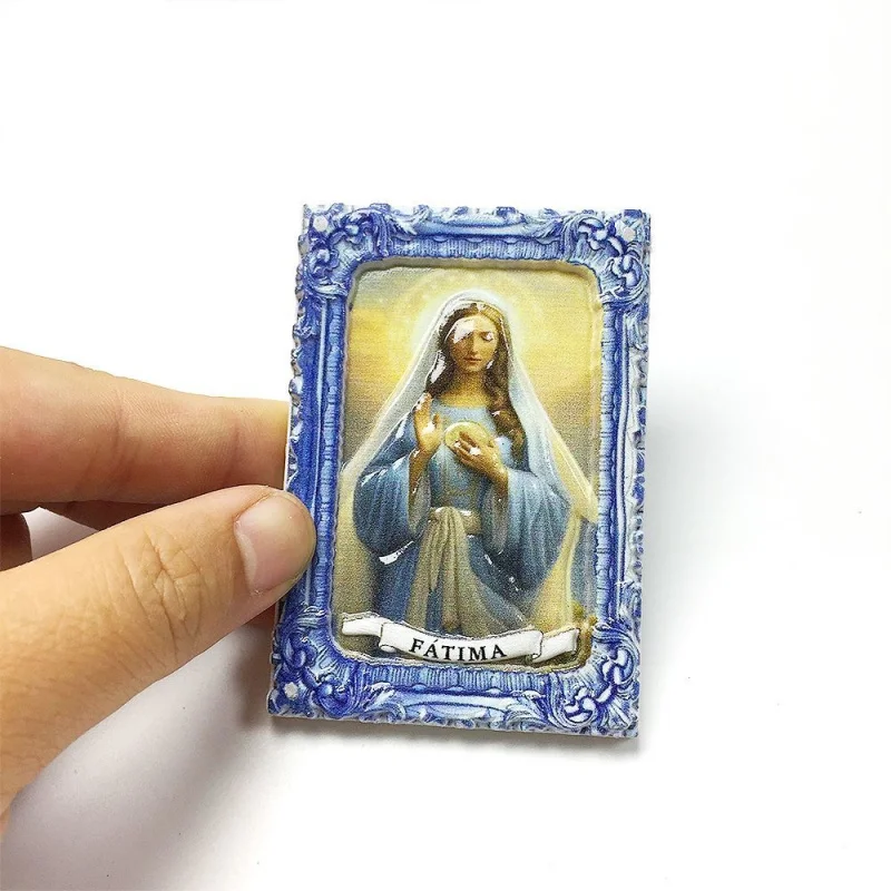 

3D Resin Portugal Fatima Cute Fridge Magnets Imanes Aimants Frigo Home Decor with Our Lady of Fatima Statue Small Souvenir