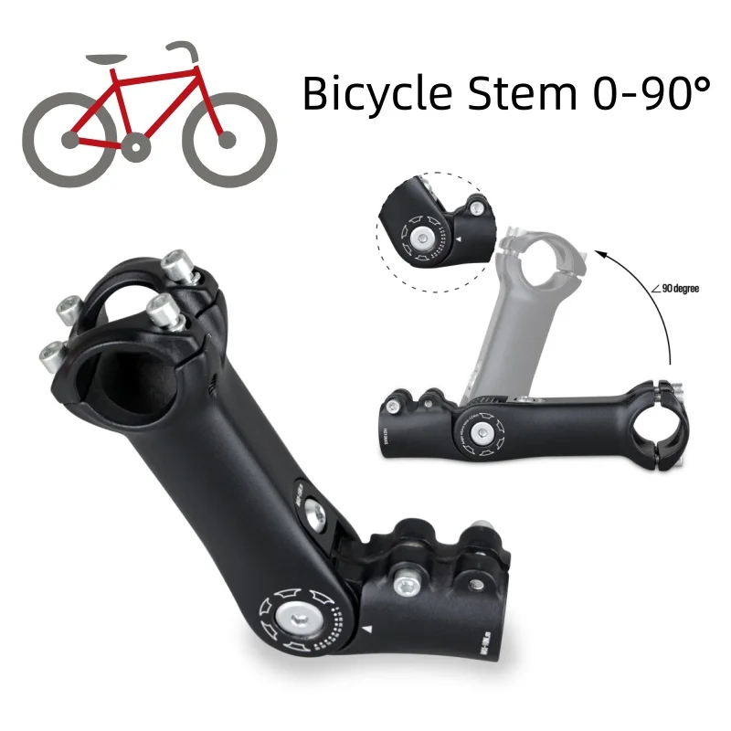 90 ° Verstellbarer Fahrradlenker-Vorbau aus Aluminiumlegierung, E-Bike-Lenkerverlängerung, Riser, Rennrad-Vorderradgabel-Vorbau-Adapterteile – Detail 1