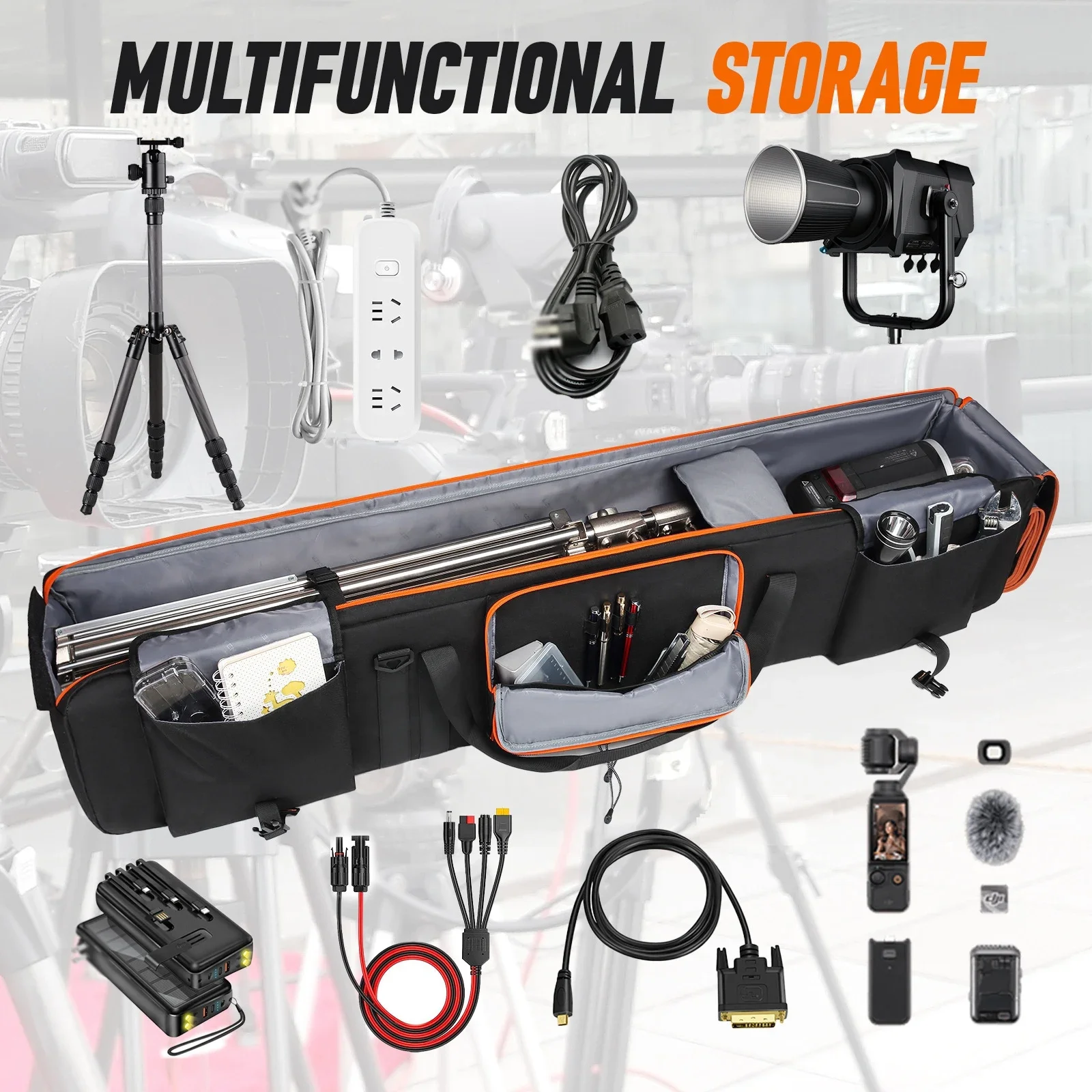 

50 Inch Multifunctional Tripod Storage Handbag Portable Waterproof Hard Shell Tripod Carrying Case Photography Accessories