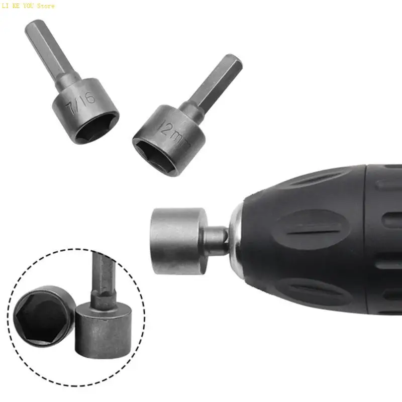 W3JE 9/14Pcs Socket Sleeves Adapter Hexagonal Connectors Socket for Head Outer Electric Wrench Extension Rod Driver Bit