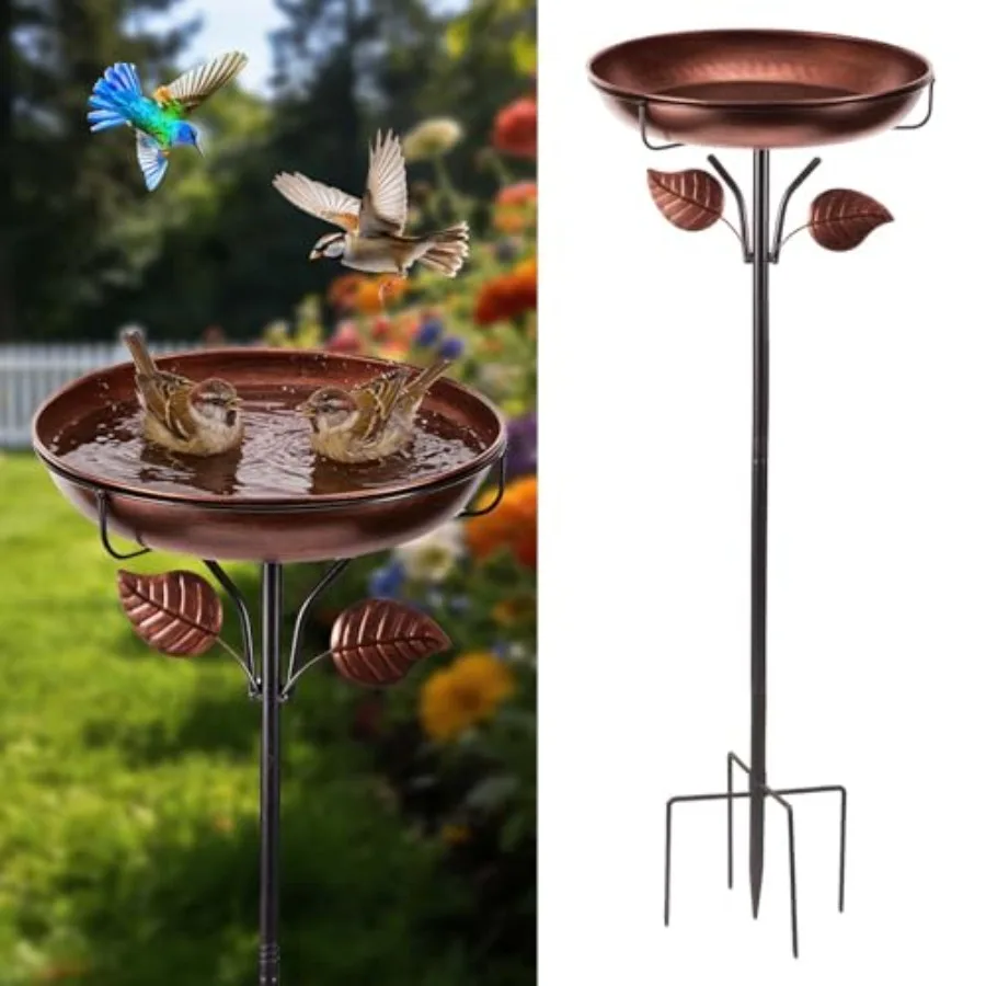

Metal Bird Bath for Outdoors, Weatherproof Detachable Bird Bath, Retro Bronze Garden Decor, 40 Inches Tall, Reinforced Bracket