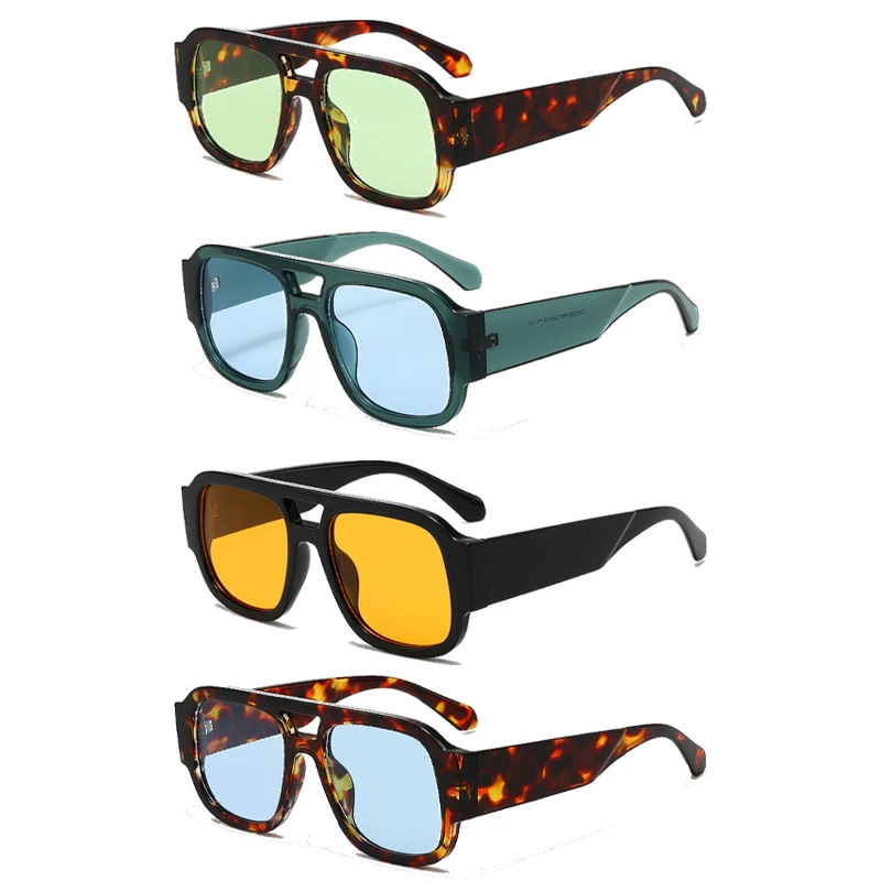 

Ретро винтажные квадратные солнцезащитные очки для женщин и мужчин, большие дизайнерские солнцезащитные очки с двойным мостом, солнцезащитные очки, женские солнцезащитные очки с УФ-защиткой