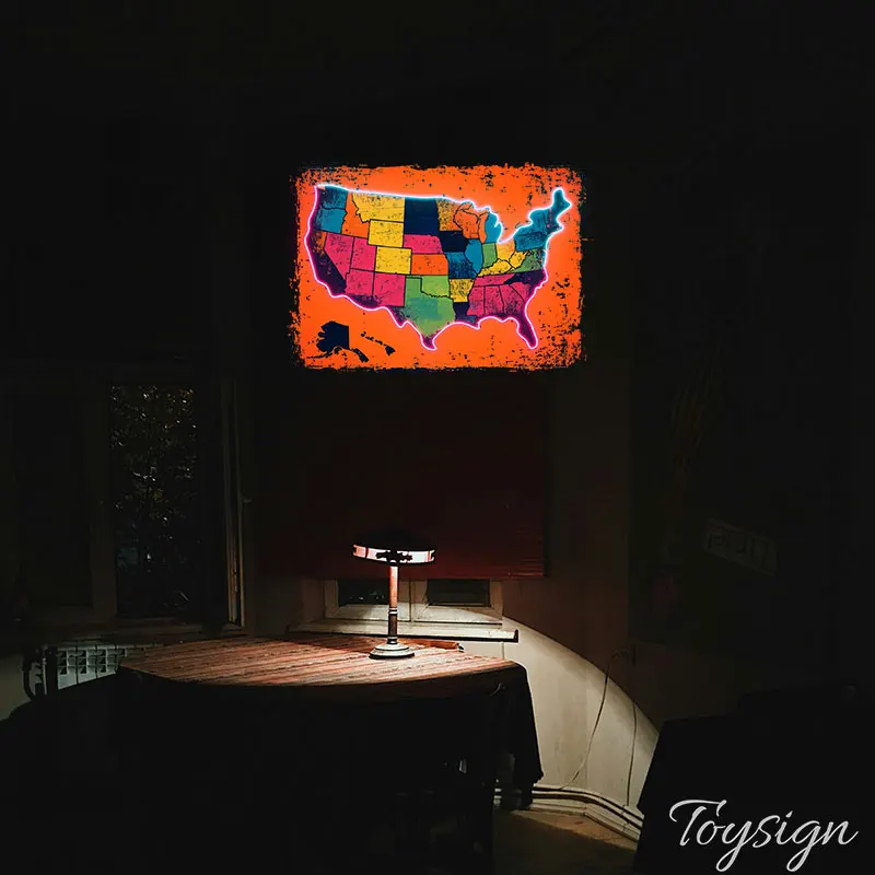 USA Map Neon Light – Bright American Pride Wall Decor, Perfect for Living Room, Bar or Dorm! Aesthetic Decor for Bedroom Wall