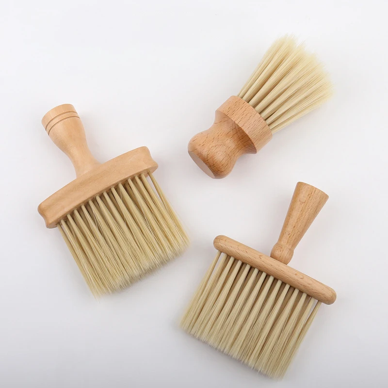 1pc wooden handle hair cutting soft brush, neck dust removal brush, hair salon hair cutting tool, suitable for all hairstyles